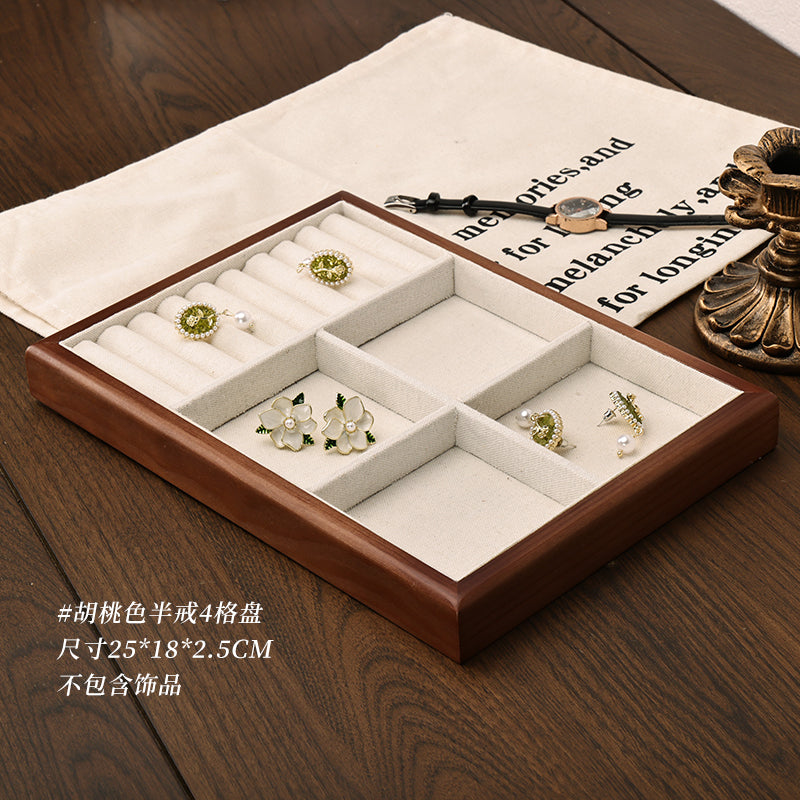 Wooden Jewelry Rings Necklace Display Tray 07