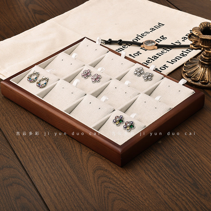 Wooden Jewelry Rings Necklace Display Tray 07