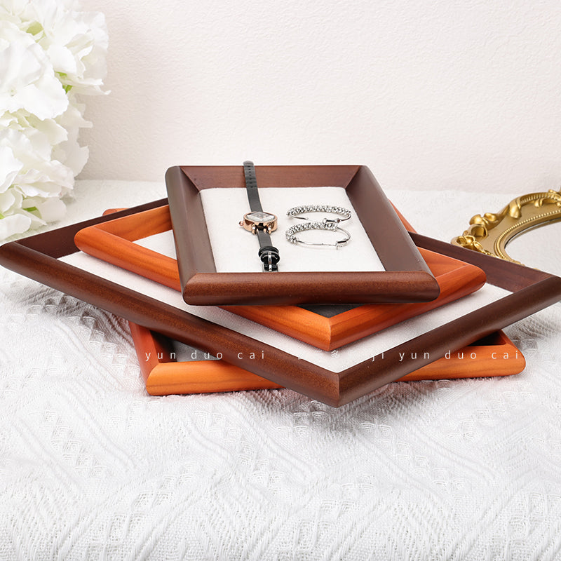 Household Solid Wood Tray Ring Necklace Bracelet Jewelry Display Tray 16