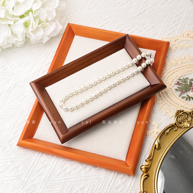 Household Solid Wood Tray Ring Necklace Bracelet Jewelry Display Tray 16